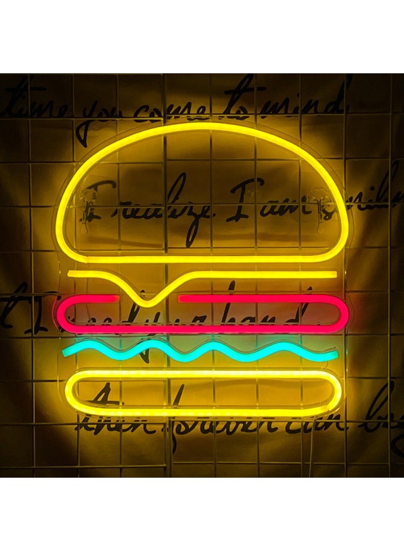 LED neon lamp burger shape wall decor sign 35*35 cm  - Image 2