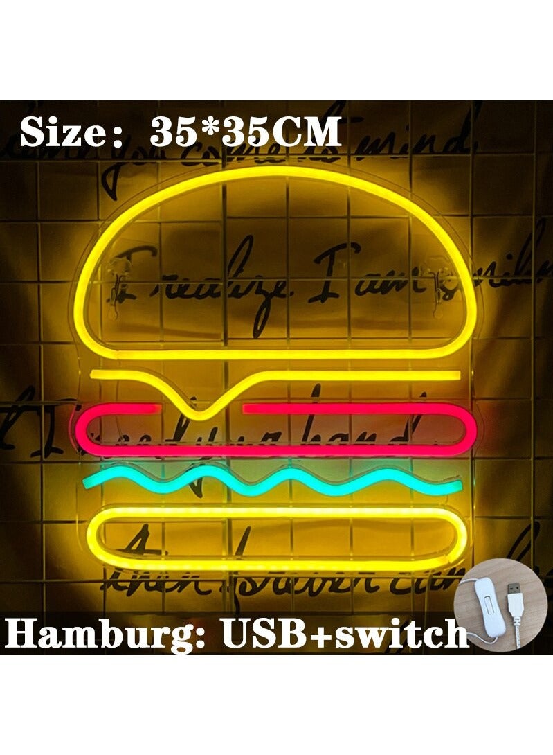 LED neon lamp burger shape wall decor sign 35*35 cm  - Image 3