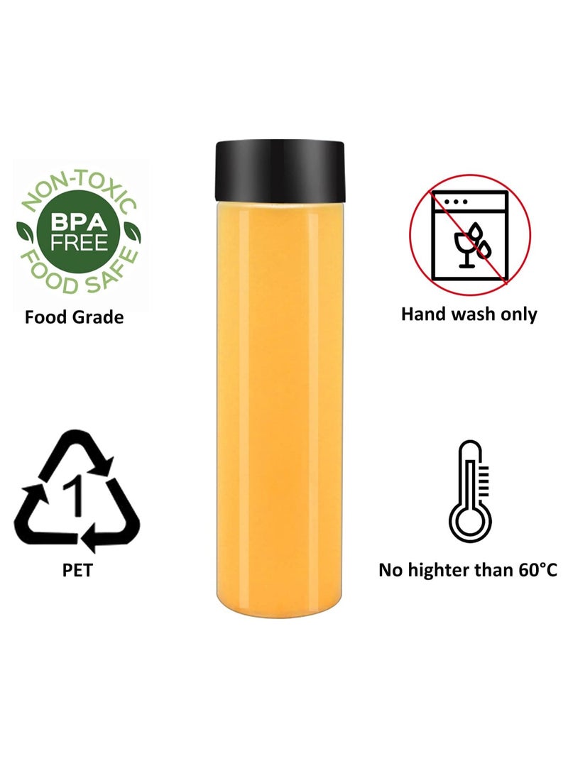 Generic - 13oz 400ml Clear Plastic Juice Bottles with Black Lids Perfect for Juice, Milk and Other Drinks 12 Pack - Image 1