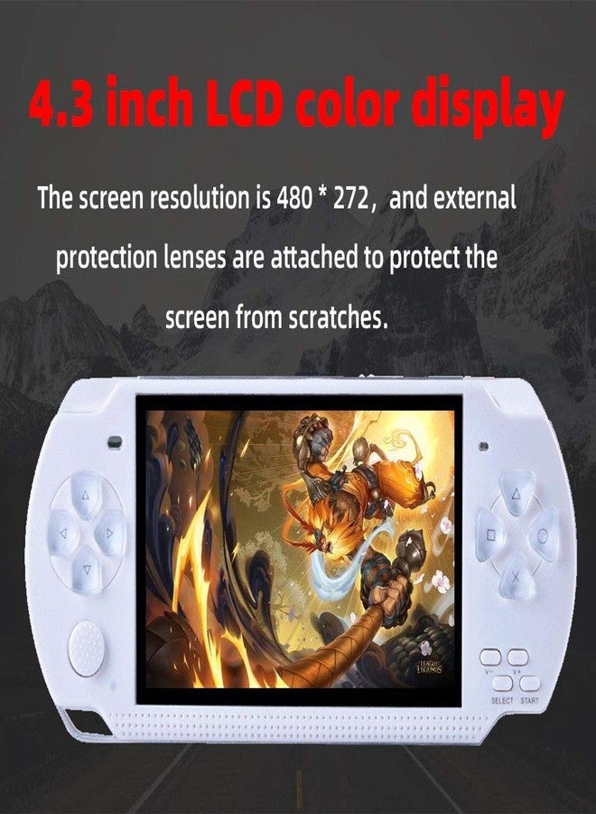 HLF Video Game Console 4.3 inch 8GB Built-in 2000 Retrp Classic Games for Multiple Simulators Game can Save Multiple Progress Video/Music/E-Book Portable Console Gift for Boyfriend/Children(White) - Image 4
