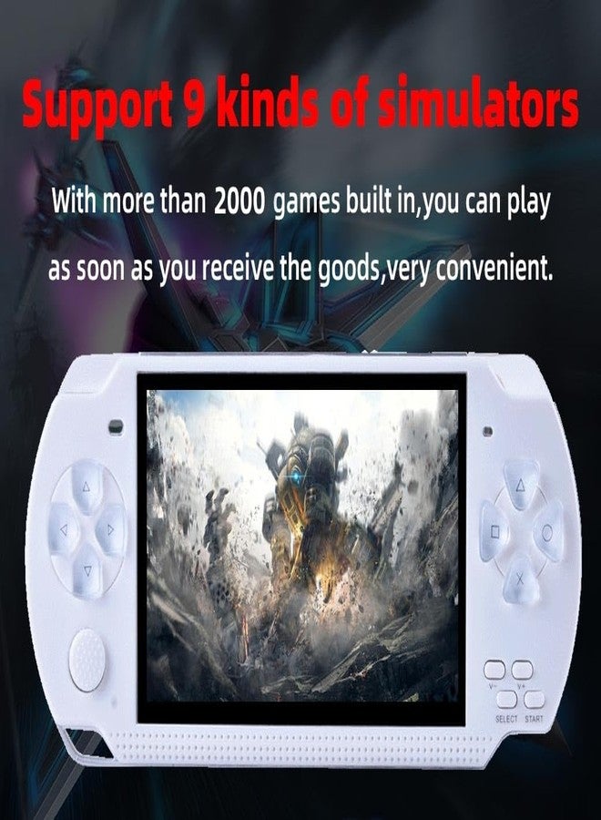 HLF Video Game Console 4.3 inch 8GB Built-in 2000 Retrp Classic Games for Multiple Simulators Game can Save Multiple Progress Video/Music/E-Book Portable Console Gift for Boyfriend/Children(White) - Image 2