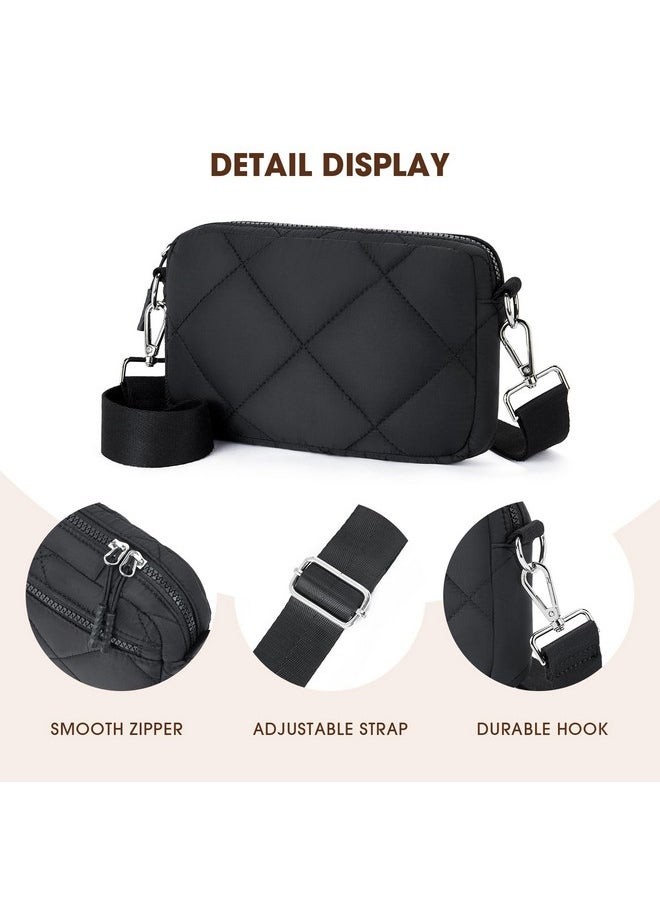 Telena Quilted Crossbody Bags For Women Puffer Bag Purse Lightweight Design Shoulder Bag Black  - Image 5