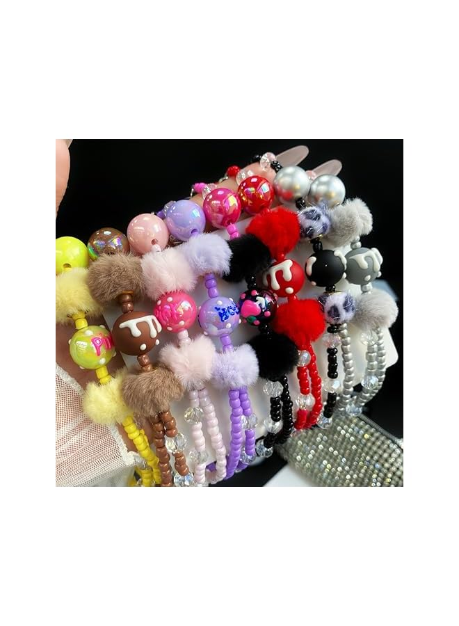 Green Tiger Phone Lanyard Wrist Strap, Mobile Cell Phone Chain Keychain Hand Strap with Tether Tab, Universal Multifunctional Soft Plush Ball Brown - Image 4