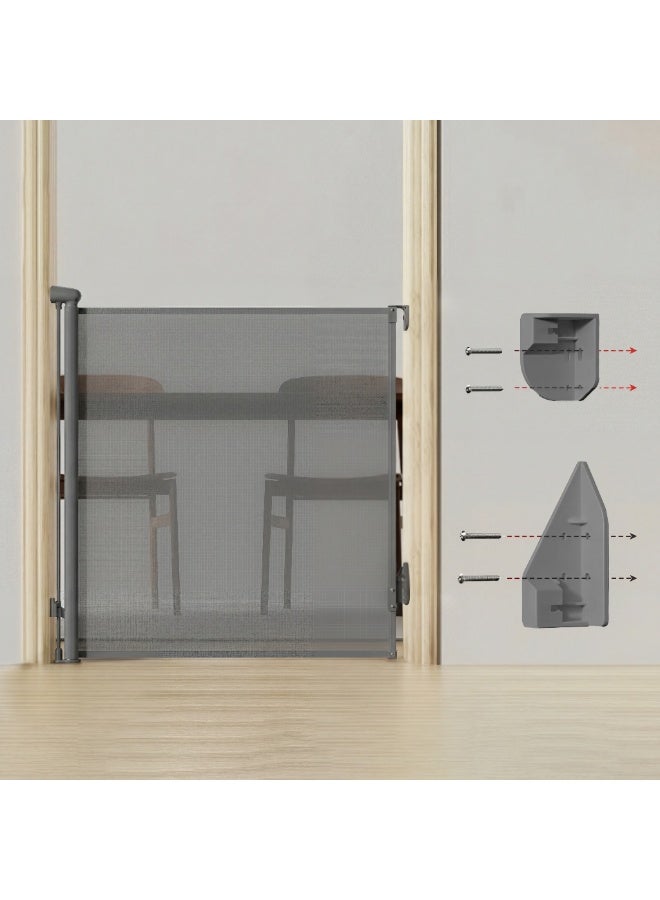 Retractable Baby and Pet Safety Gate for Doorways & Stairs - 1.4m Extra Wide Durable Mesh Gate with One-Hand Locking Mechanism - Image 3