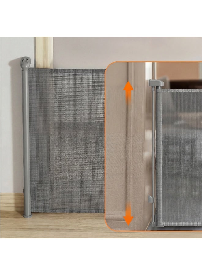 Retractable Baby and Pet Safety Gate for Doorways & Stairs - 1.4m Extra Wide Durable Mesh Gate with One-Hand Locking Mechanism - Image 5