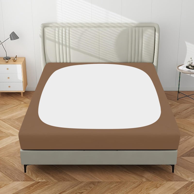 PureFit Stretchy Box Spring Cover Twin - Elastic Fitted Box Spring Wrap Around 4 Sides  Wrinkle & Fading Resistant Fits Twin Size Beds  Brown - Image 2