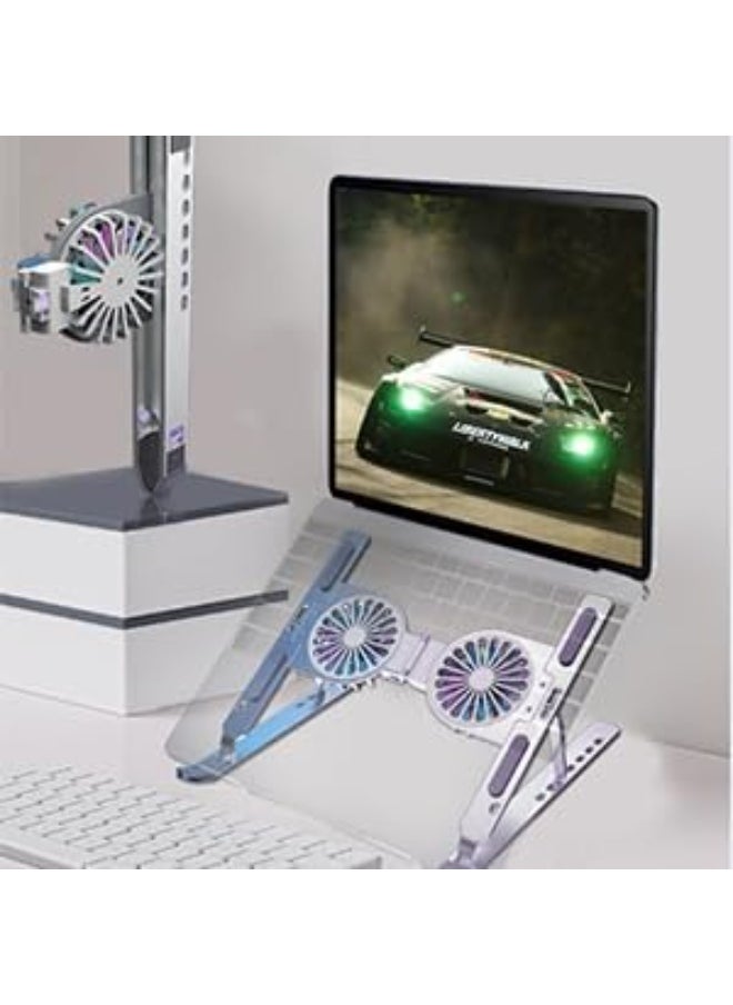 Generic Adjustable Laptop Stand with USB Cooling Fan – Foldable Aluminum Stand with Ventilation – Fits 10"–16" Laptops  - Image 2
