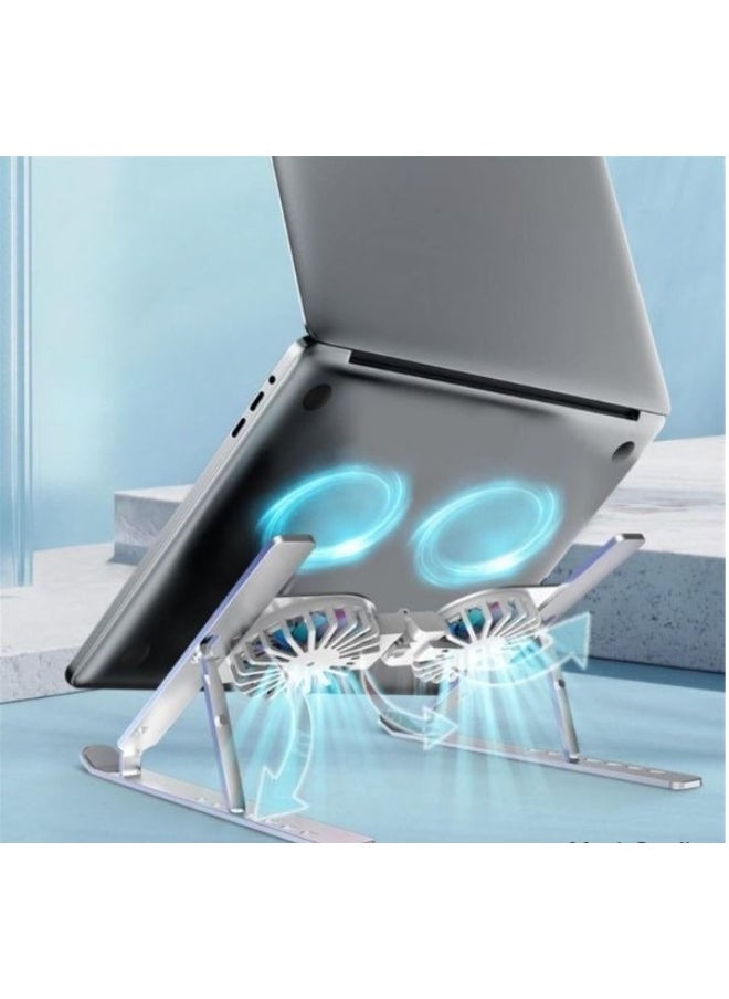 Generic Adjustable Laptop Stand with USB Cooling Fan – Foldable Aluminum Stand with Ventilation – Fits 10"–16" Laptops  - Image 4