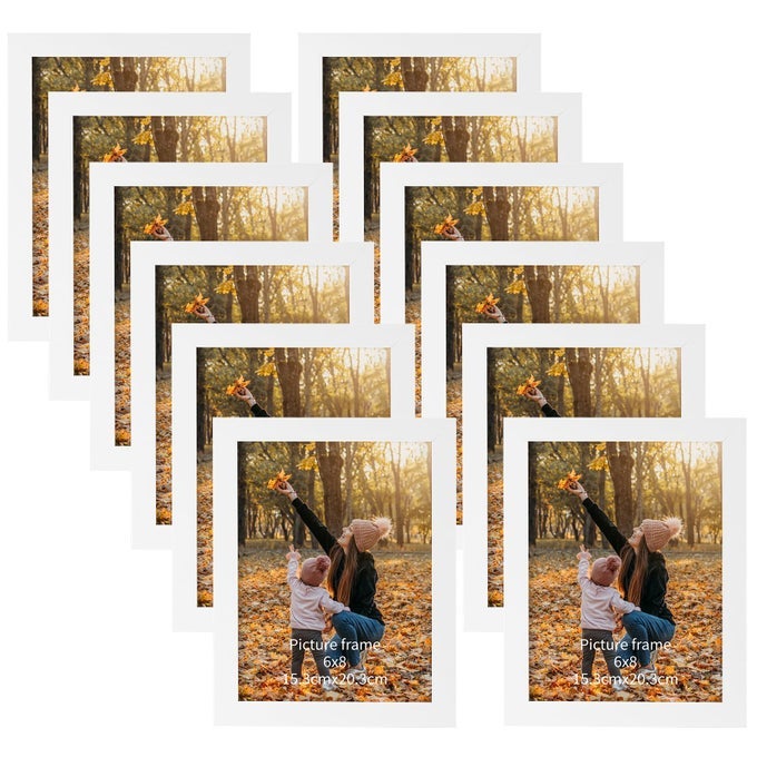 WHITE 8X6 PHOTO FRAME SET OF 12 MULTIPLE 8X6 PICTURE FRAMES WITH PS SURFACE 6X8 PHOTO FRAME FOR WALL TABLETOP DISPLAY