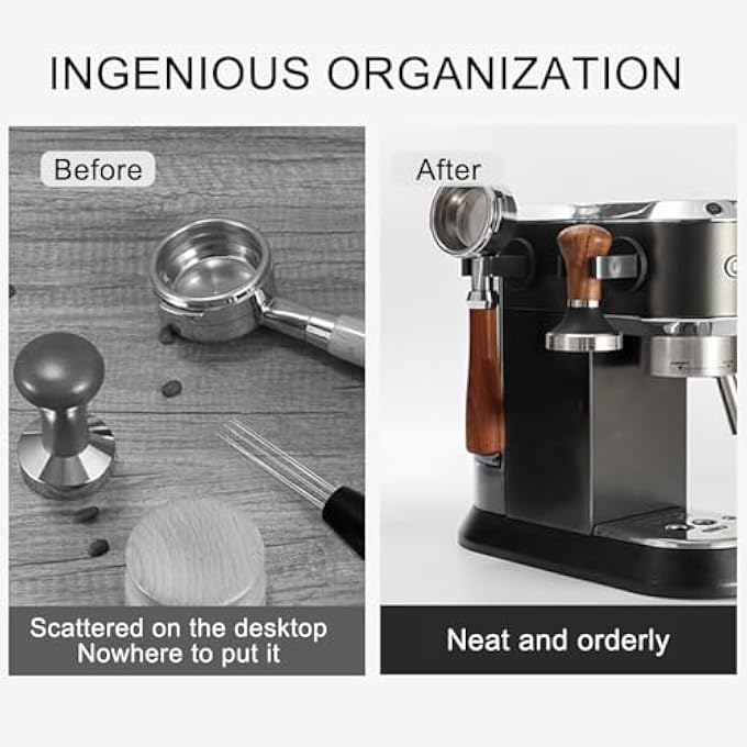 كاست ويف حامل مغناطيسي مثبت على الحائط لمدك الإسبريسو، منظم لمرشح القهوة، لمدك اليد، رف تخزين أدوات القهوة، ملحق باريستا متين موفر للمساحة لآلة الإسبريسو، قطعة واحدة - Image 3