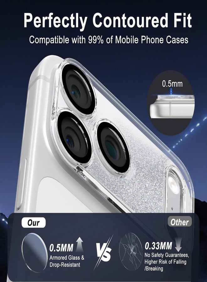 surundo for iPhone 17 Pro Max Camera Protector, Bling Glitter Design Flowing Liquid Quicksand Phone Case Drop Protection Anti Scratch Tempered Glass Camera Cover Screen for iPhone 17 Pro Max - Image 2