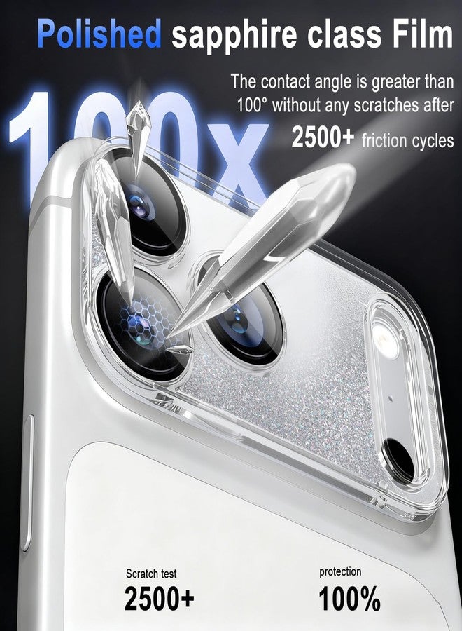 surundo for iPhone 17 Pro Max Camera Protector, Bling Glitter Design Flowing Liquid Quicksand Phone Case Drop Protection Anti Scratch Tempered Glass Camera Cover Screen for iPhone 17 Pro Max - Image 3