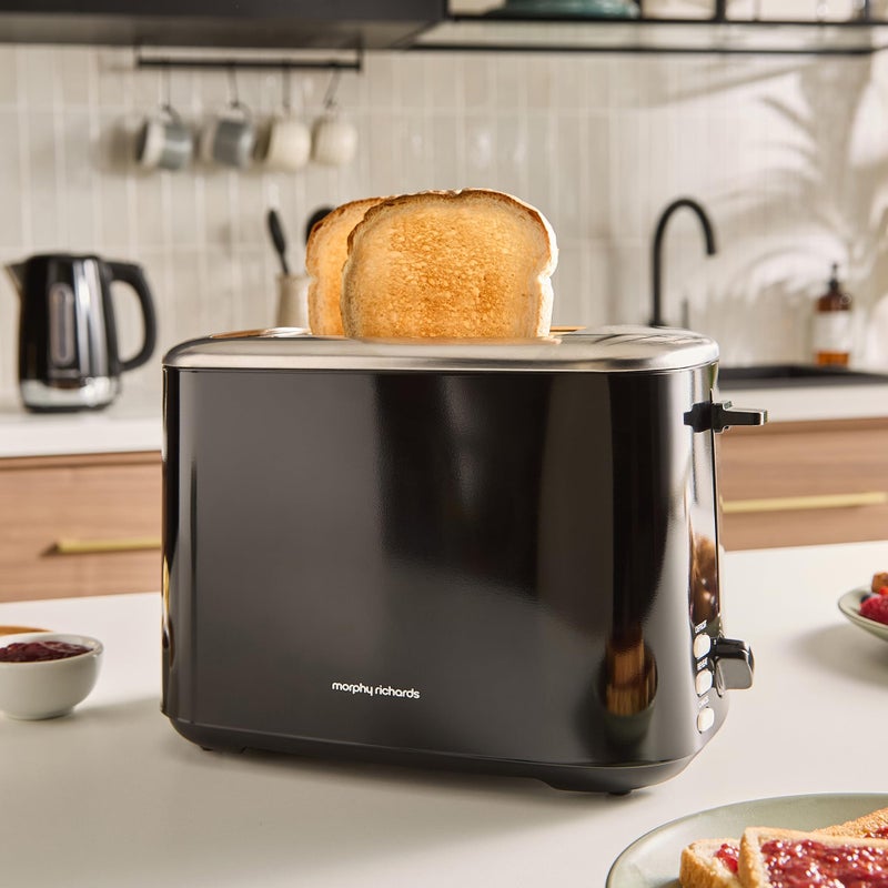 Morphy Richards Equip 2 Slice Toaster, Defrost and Reheat, Browning Controls, Variable Wide Slots, Removable Crumb Tray, 800W, Black, 222064 - Image 2
