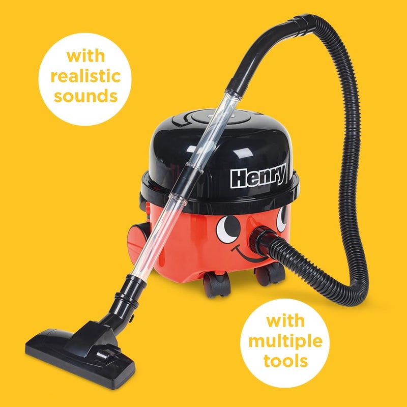 Casdon Henry & Hetty Toys - Henry Vacuum Cleaner - Red Vacuum Cleaning Toy with Real Function & Nozzle Accessories - Kids Cleaning Set - For Children Aged 3+ - Image 2
