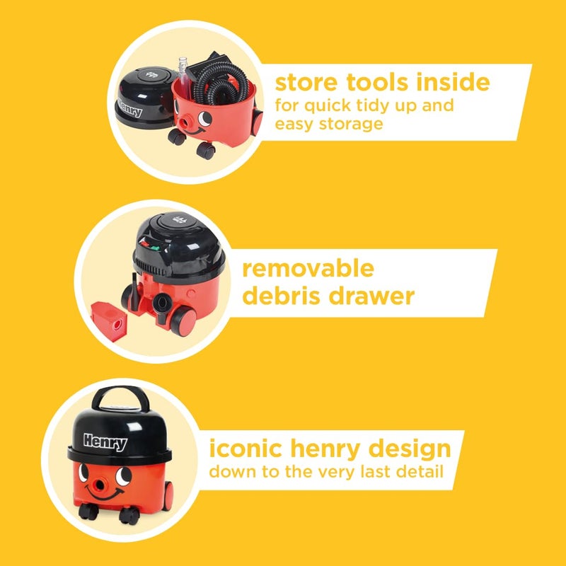 Casdon Henry & Hetty Toys - Henry Vacuum Cleaner - Red Vacuum Cleaning Toy with Real Function & Nozzle Accessories - Kids Cleaning Set - For Children Aged 3+ - Image 5