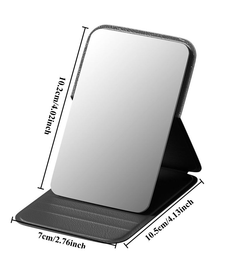White Collapsible Travel Makeup Mirror Set Of 2 Built In Stand Folding Table Mirror For Dorm Room - Image 3