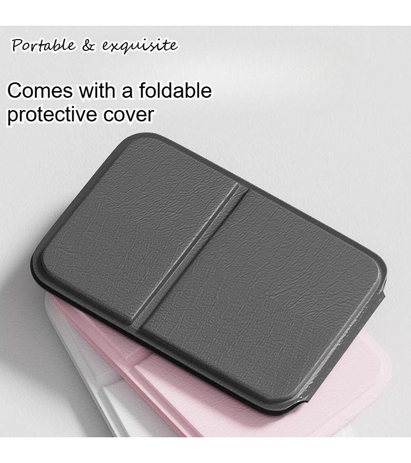 White Collapsible Travel Makeup Mirror Set Of 2 Built In Stand Folding Table Mirror For Dorm Room - Image 4