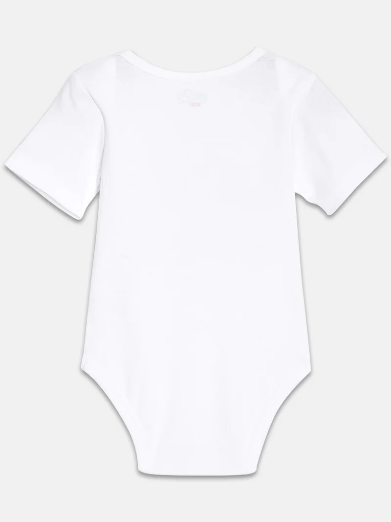 Broon Broon Infant Girls Light Green and White Printed Pure Organic Cotton Bodysuit Pack of 2