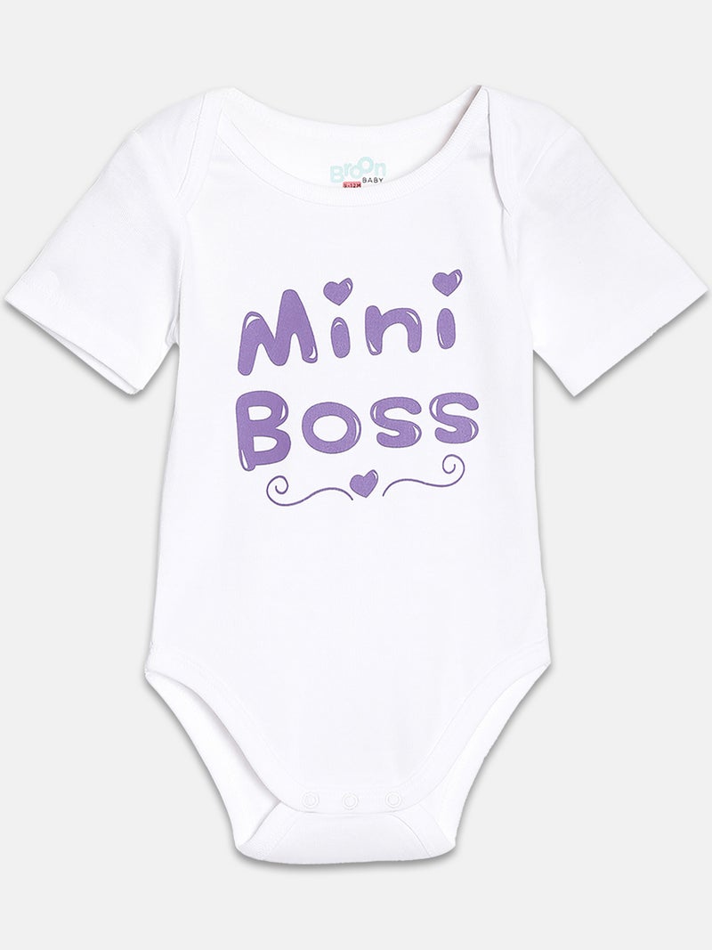 Broon Infant Girls Light Green and White Printed Pure Organic Cotton Bodysuit Pack of 2 - Image 2