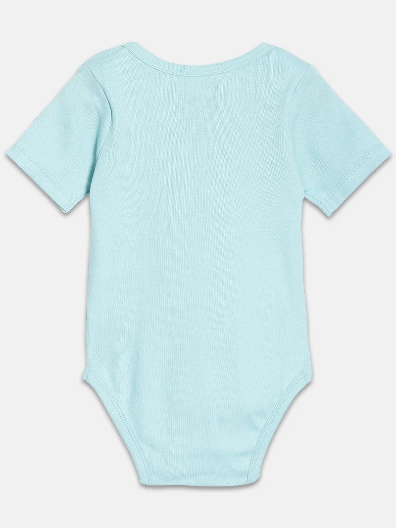 Broon Broon Infant Girls Light Green and White Printed Pure Organic Cotton Bodysuit Pack of 2