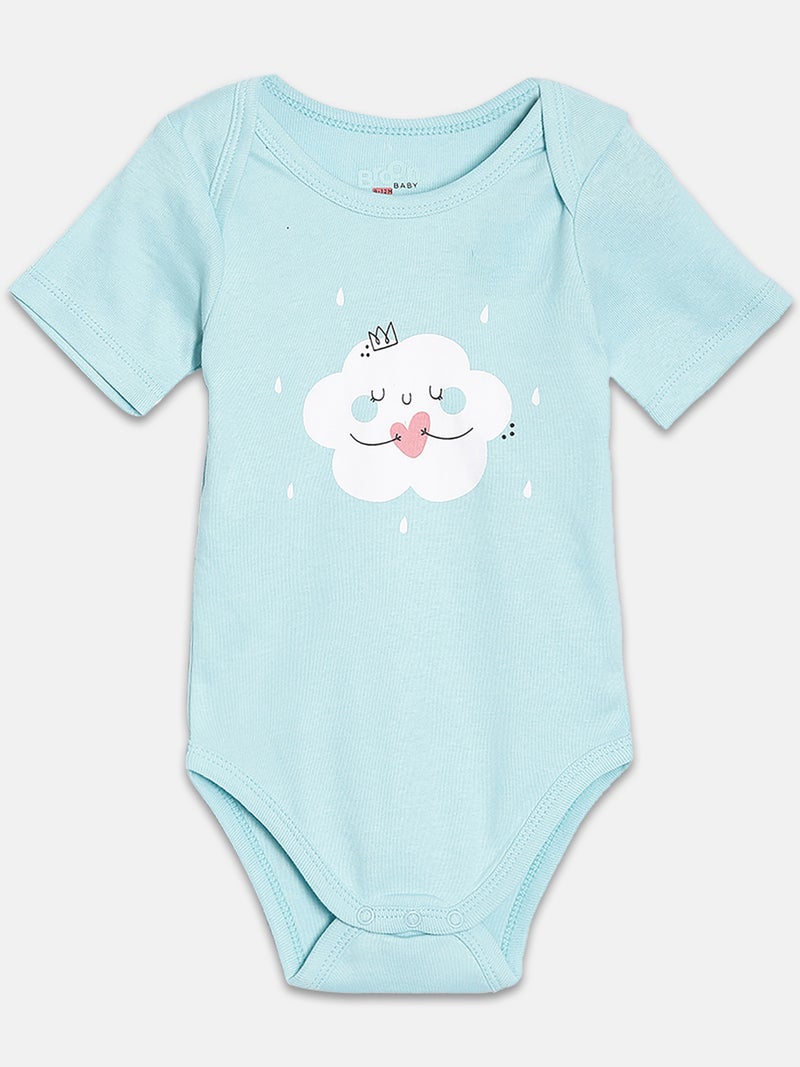 Broon Infant Girls Light Green and White Printed Pure Organic Cotton Bodysuit Pack of 2 - Image 3