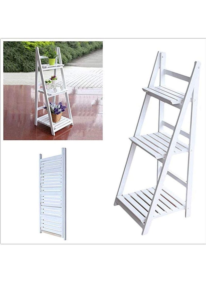 Generic FFD Plant Stand 3 Tier Folding Plant Stand Shelves Garden Wooden Flower Pot For Books And Also Can Be Used In Waashroom  - Image 4