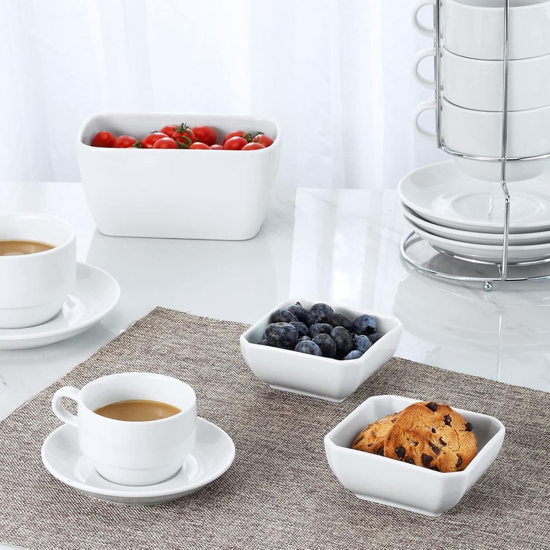 Yedio Square Dipping Bowls Set of 6, 6 Oz Small Porcelain Sauce Bowls for Side Dishes, Appetizers, Snacks, Baking & Dessert, White, Oven Safe - Image 4