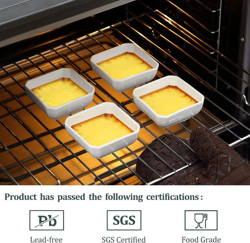 Yedio Square Dipping Bowls Set of 6, 6 Oz Small Porcelain Sauce Bowls for Side Dishes, Appetizers, Snacks, Baking & Dessert, White, Oven Safe - Image 5