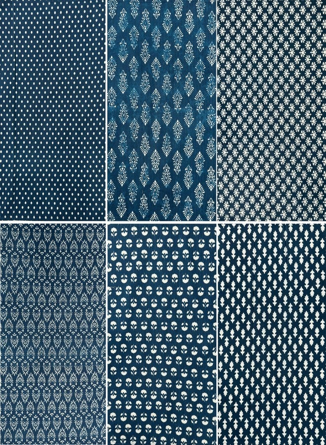 Third Eye Export Hand Block Cloth Napkins Set of 6 – Elegant Cotton Napkins for Dinner, Weddings, Reusable Everyday Use – Decorative Floral Napkins Everyday for Kitchen & Home Decor (6, Indigo Blue, 20X20 Inches) - Image 1
