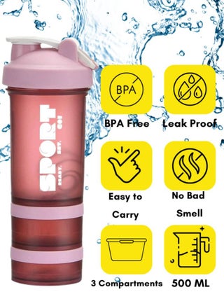 Protein Shaker Bottle Portable Supplement Mixer Cup with Powder Storage for Running Cycling Fitness - view 2