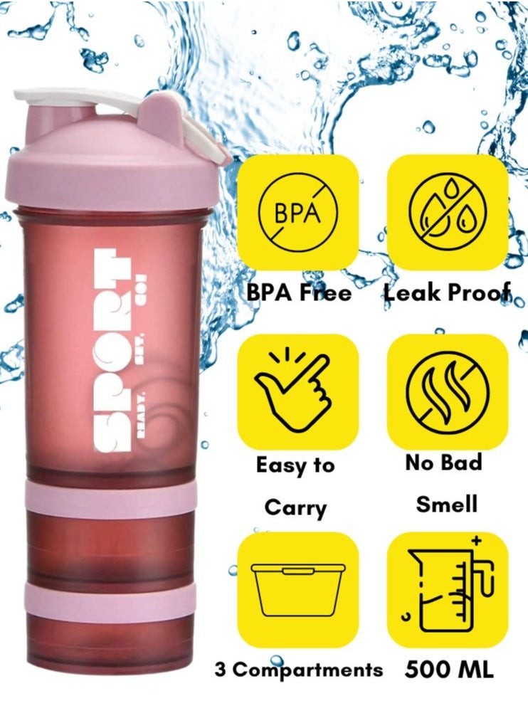 SPORT - Protein Shaker Bottle Portable Supplement Mixer Cup with Powder Storage for Running Cycling Fitness - Image 1