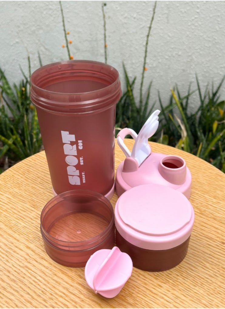 SPORT - Protein Shaker Bottle Portable Supplement Mixer Cup with Powder Storage for Running Cycling Fitness - Image 1