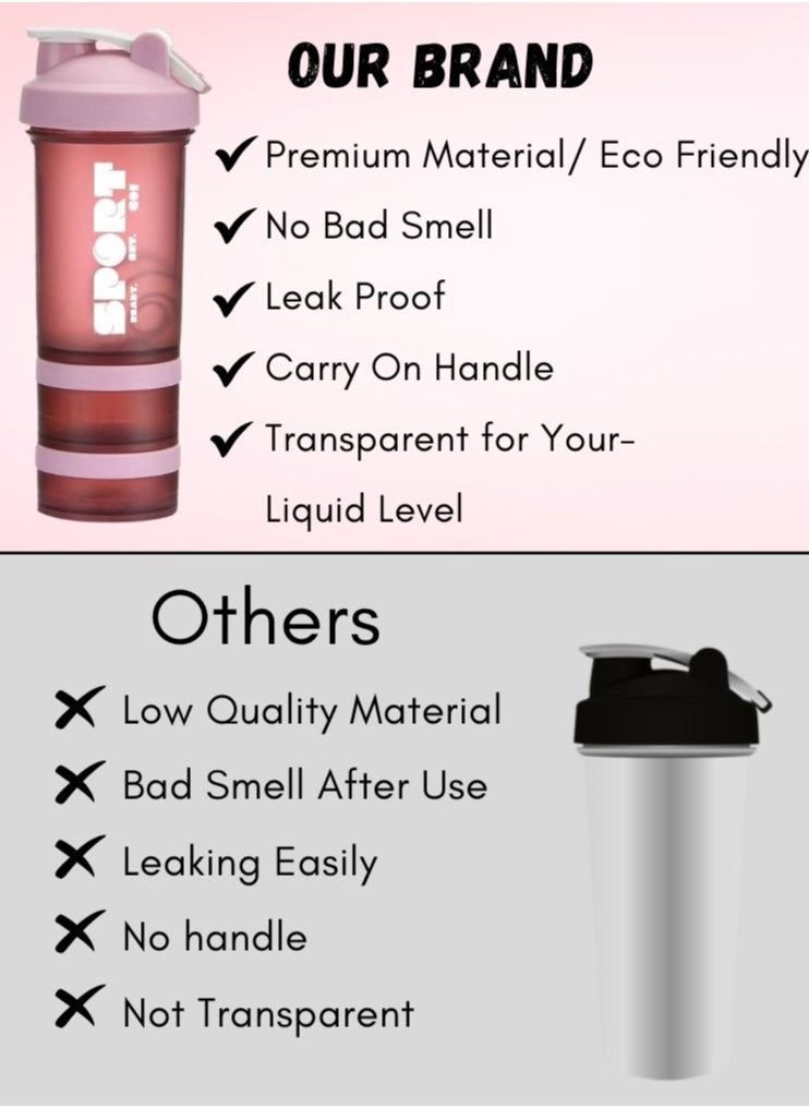 SPORT - Protein Shaker Bottle Portable Supplement Mixer Cup with Powder Storage for Running Cycling Fitness - Image 1