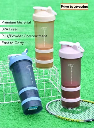 Protein Shaker Bottle Portable Supplement Mixer Cup with Powder Storage for Running Cycling Fitness - view 4