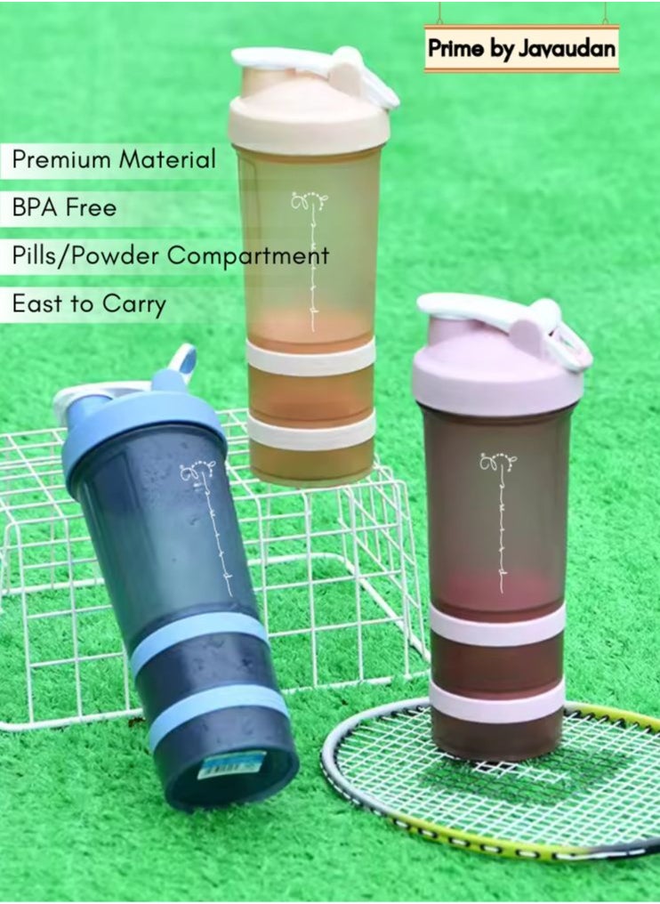 SPORT - Protein Shaker Bottle Portable Supplement Mixer Cup with Powder Storage for Running Cycling Fitness - Image 1