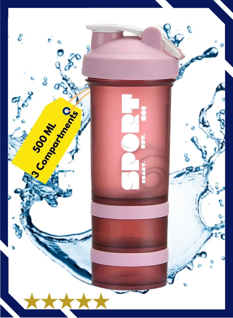 SPORT Protein Shaker Bottle Portable Supplement Mixer Cup with Powder Storage for Running Cycling Fitness - Image 1