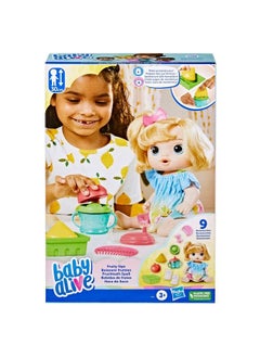Baby Alive مجموعة دمى Fruity Sips المصنوعة من التفاح للفتيات في سن 3 سنوات، مقاس 12 بوصة، مشروبات وعصير تظاهري للأطفال من سن 3 سنوات فما فوق، شعر أشقر  - Image 3