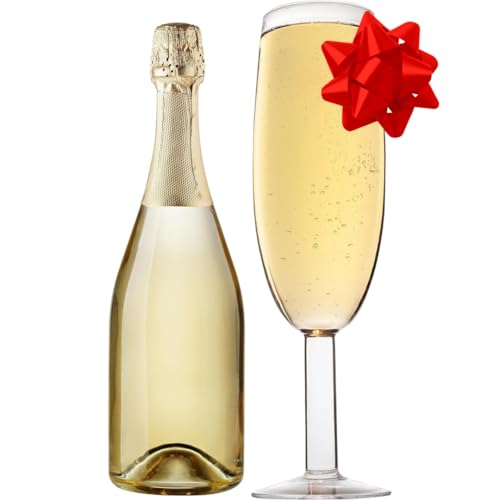 SCS Direct Oversized XL Giant 25oz Champagne Flute - Holds a Full Bottle of Champ - Made of Hand-Blown Glass NOT Plastic - Jumbo Glassware Fun for Thanksgiving, Bachelorette Trips, Birthdays- Holiday Xmas Gift - Image 1