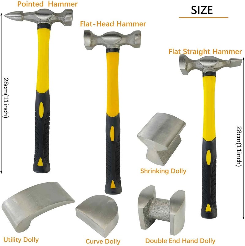 AeKeatDa 7-Piece Auto Body Repair Kit with Hammers and Dollies - Image 3