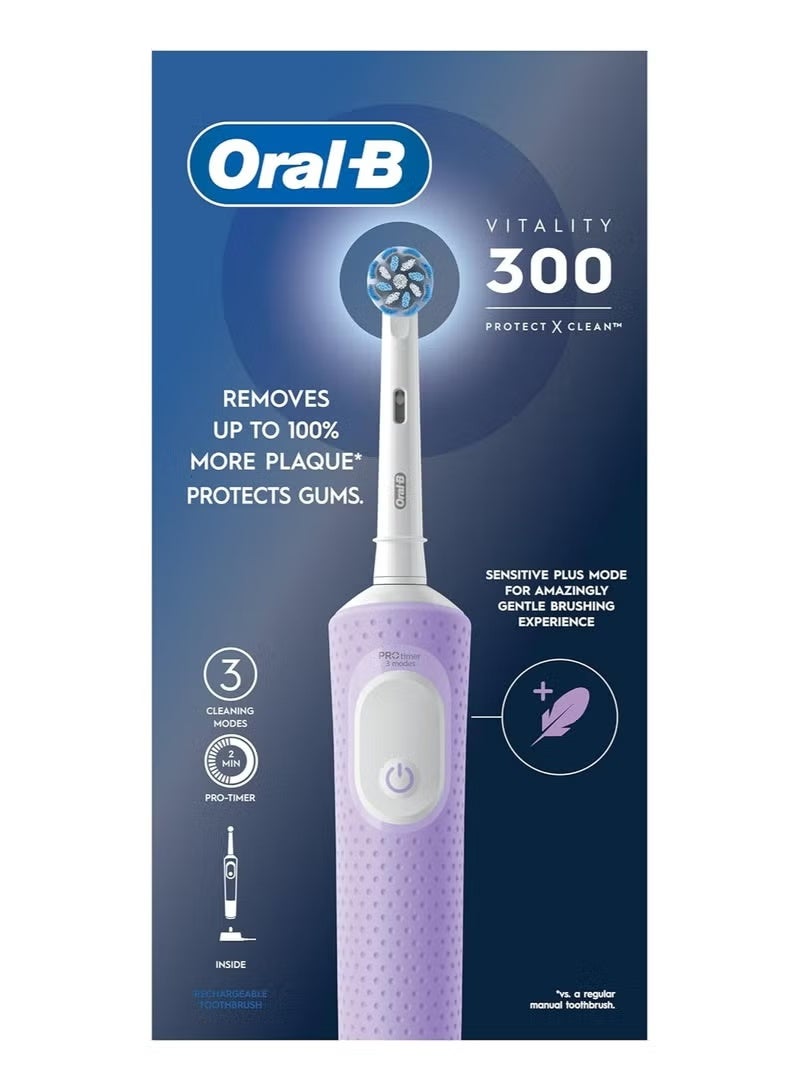 Oral-B Vitality 300 D103 Rechargeable Electric Toothbrush, Lilac - Image 1