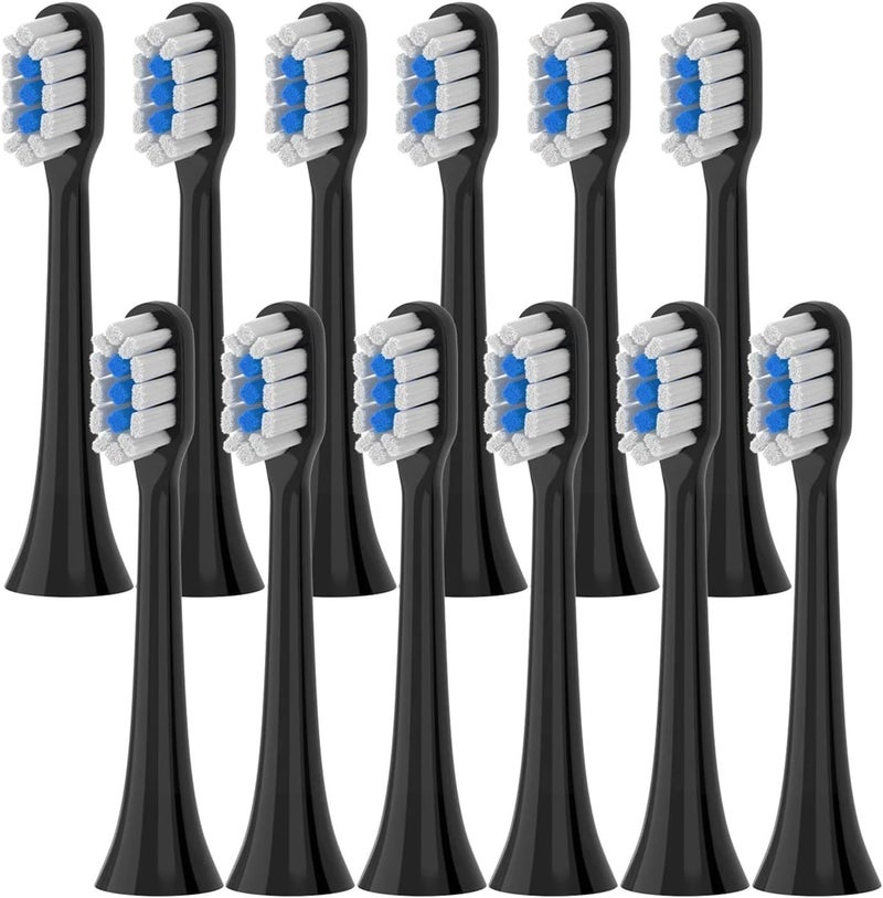 Replacement Brush Heads Compatible with Sonic Toothbrush 12 Pcs Black T301 302 - Image 1