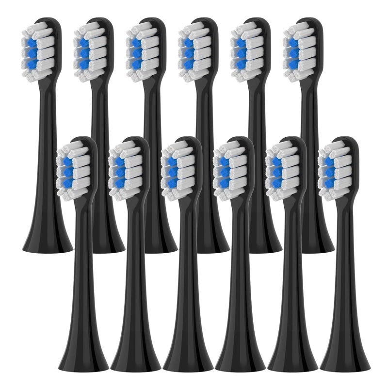Replacement Brush Heads Compatible with Sonic Toothbrush 12 Pcs Black T301 302 - Image 2