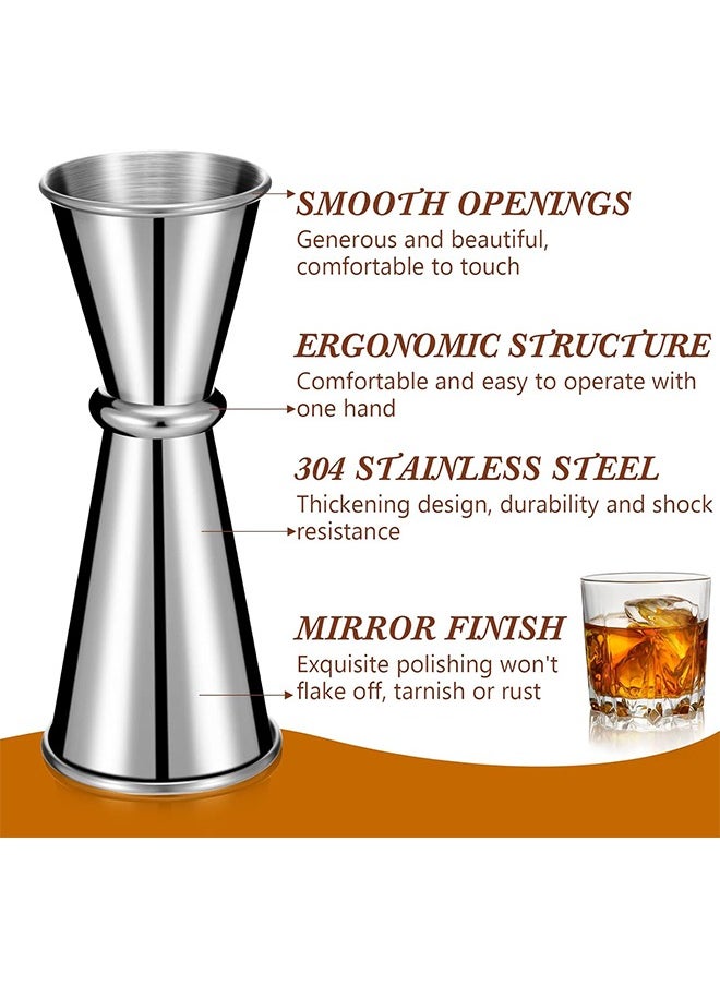 HY - Double Jigger, 304 Stainless Steel Measure Cup Dual Spirit Measurer Double Shot 30ml/60ml Short Drink Mixer Jigger Perfect Party Silver Kitchen Tools for Party, Wedding Anniversary, Birthday - Image 1