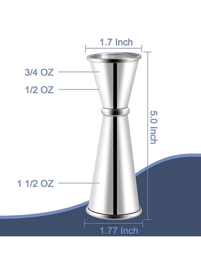 HY - Double Jigger, 304 Stainless Steel Measure Cup Dual Spirit Measurer Double Shot 30ml/60ml Short Drink Mixer Jigger Perfect Party Silver Kitchen Tools for Party, Wedding Anniversary, Birthday - Image 1