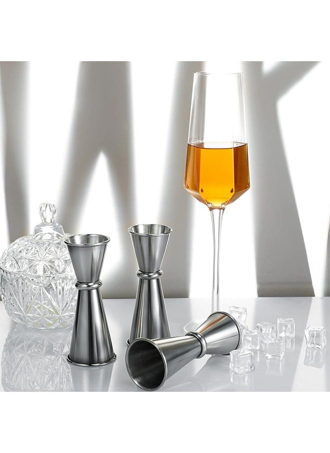 HY - Double Jigger, 304 Stainless Steel Measure Cup Dual Spirit Measurer Double Shot 30ml/60ml Short Drink Mixer Jigger Perfect Party Silver Kitchen Tools for Party, Wedding Anniversary, Birthday - Image 1