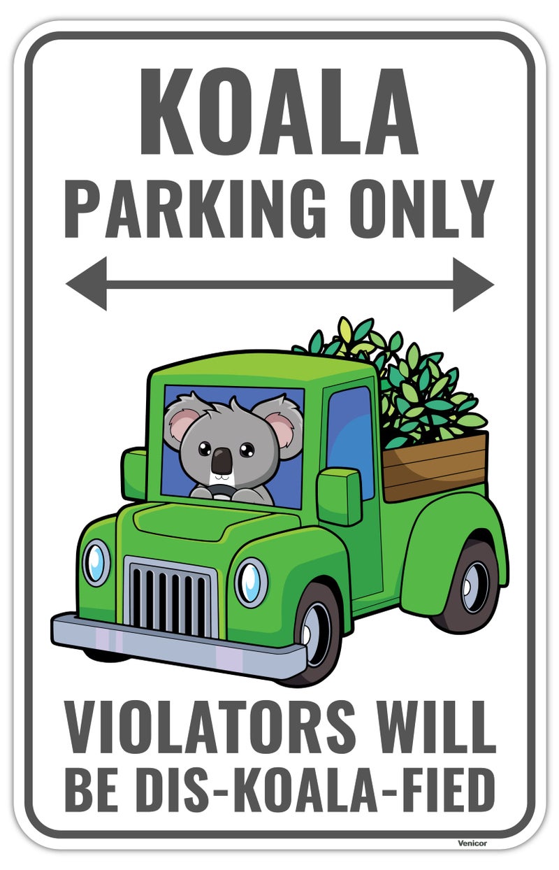 Venicor Koala Sign Decor - 9 x 14 Inches - Aluminum - Cute Koala Bear Gifts for Girls Women - Koala Party Favors Supplies Stickers Stuff - Image 1