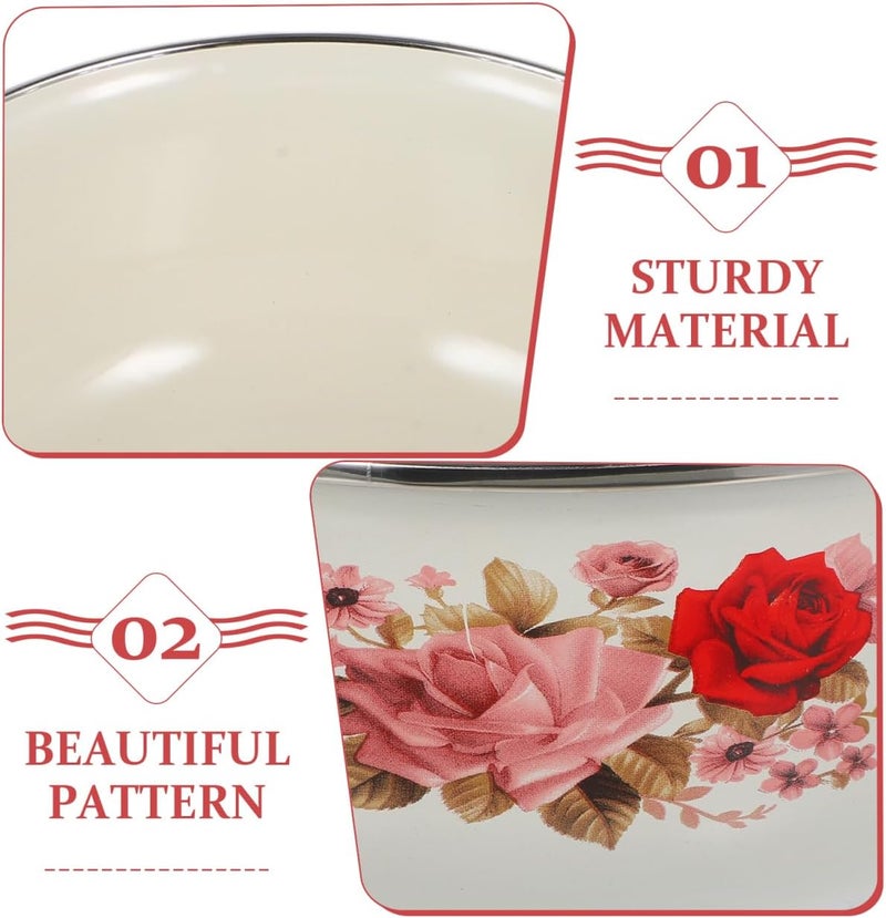 DOITOOL Enamel Bowls with Lids 5PCS Nesting Storage Bowls Set with Lids Enamel Ice Cream Salads Prepared Bowl Metal Prep Bowl for Baking Prepping Cooking and Serving Food - Image 5