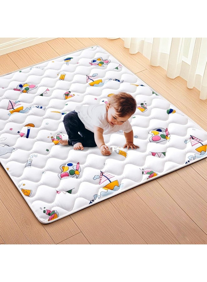 Vibe bear High-Density Foam Baby Play Mat, 50x50 Inches Thicken One-Piece Comfortable and Soft Playmat, Non Slip Machine Washable Floor Mat for Infants, Tapete para Bebes,Toddlers - Image 1