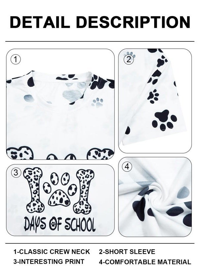 MAXIMGR Dalmatians Shirt 101 Days of School Shirts Teacher Shirts for Women Dog Dalmatian Costume Casual Motivational Tee White - Image 5