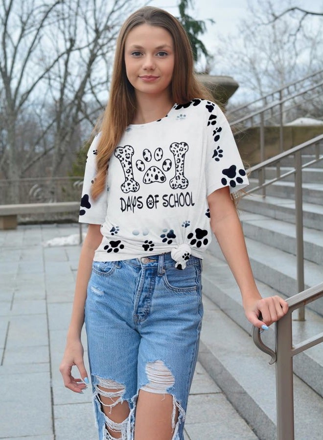 MAXIMGR Dalmatians Shirt 101 Days of School Shirts Teacher Shirts for Women Dog Dalmatian Costume Casual Motivational Tee White - Image 3